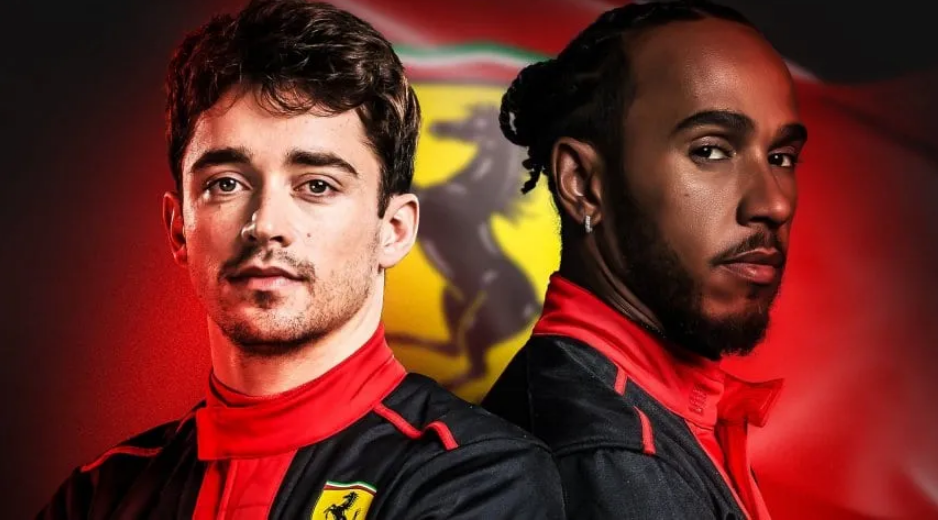 Deliran los fanáticos: Hamilton y Leclerc posaron juntos con la indumentaria de Ferrari