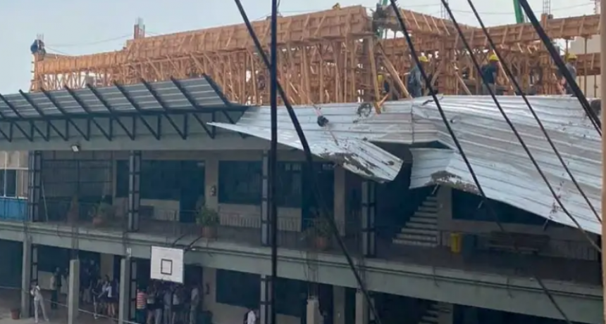 Derrumbe en la obra del colegio La Salle
