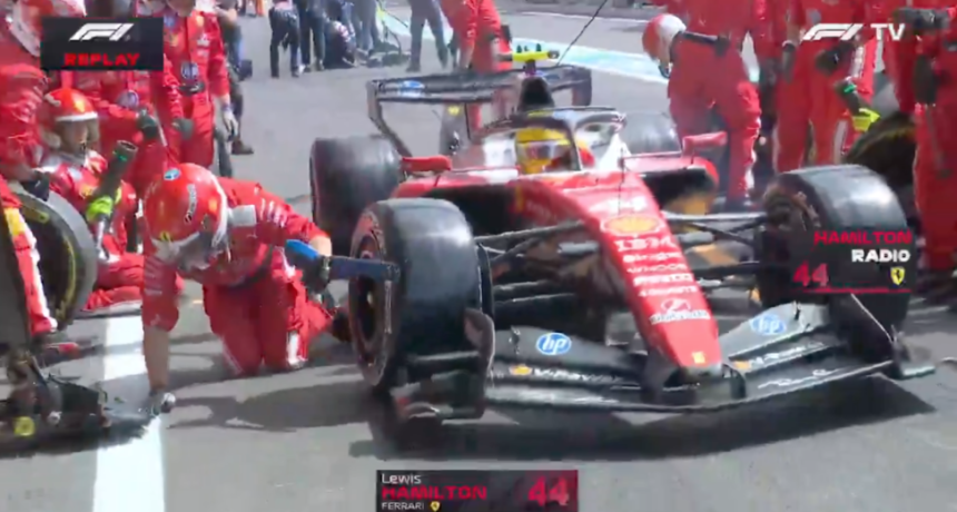 Ferrari es multado luego del golpe de Hamilton a un mec&aacute;nico en boxes