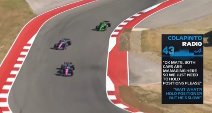 El momento en el que Colapinto desoy&oacute; una orden de Alpine y super&oacute; a Gasly en el final del GP de Estados Unidos: &ldquo;&iexcl;Rebelate, nene!&rdquo;