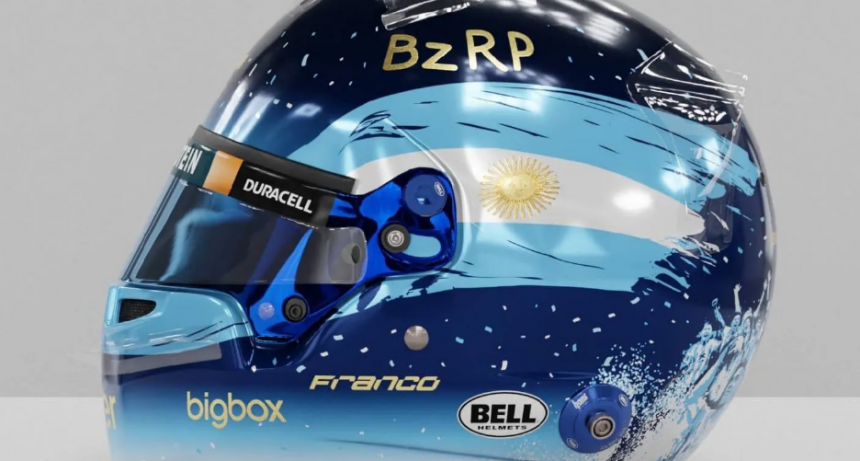 As&iacute; ser&aacute; el casco de Franco Colapinto en Qatar: el homenaje a los campeones del mundo